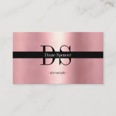 monogram , minimalistisch rogesold zwarte business visitekaartje (Voorkant)