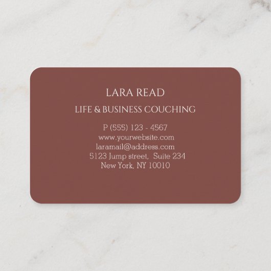 Monogram, minimalistisch roodbruin Business Visitekaartje (Achterkant)