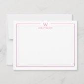 Monogram minimalistisch roze formele klassieke fam notitiekaartje (Voorkant)