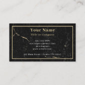 Monogram Minimalistisch Rustic Black Gold Marble Visitekaartje (Achterkant)