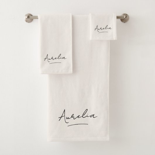 Monogram Minimalistisch Stijlvol Neutraal Elegant  Bad Handdoek (Insitu)