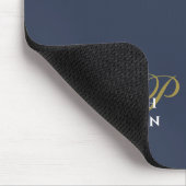 Monogram Minimalistisch Stof Navy Blau Goud Wit Ma Muismat (Hoek)