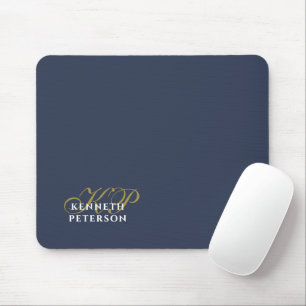 Monogram Minimalistisch Stof Navy Blau Goud Wit Ma Muismat