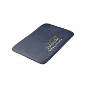 Monogram Minimalistisch Stofnavyblauw Goud Wit Man Badmat (Gekanteld)