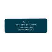 Monogram Minimalistisch Turquoise Retouradres Etiket (Voorkant)
