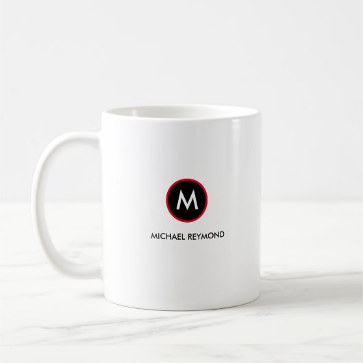 monogram minimalistisch wit koffiemok (Links)