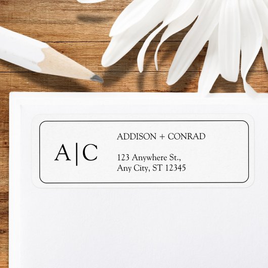 Monogram minimalistisch wit retouradres etiket