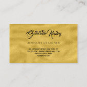Monogram minimalistisch zwart leder goud metalen visitekaartje (Achterkant)