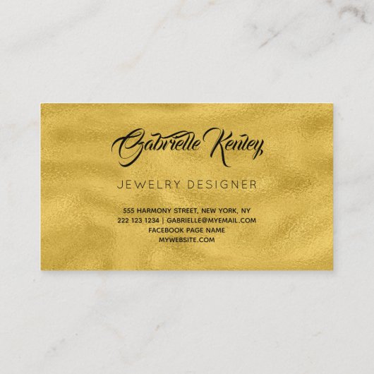 Monogram minimalistisch zwart leder goud metalen visitekaartje (Achterkant)