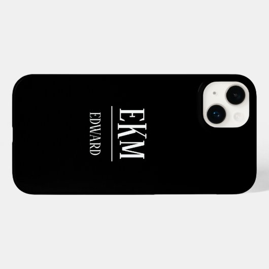 Monogram minimalistisch zwart-wit Case-Mate iPhone case (Achterkant (horizontaal))
