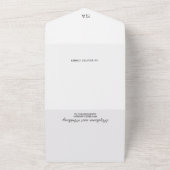 Monogram Minimalistisch Zwart-wit Heart Weddenscha All In One Uitnodiging (Buitenkant)