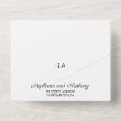 Monogram Minimalistisch Zwart-wit Heart Weddenscha All In One Uitnodiging (Achterkant)