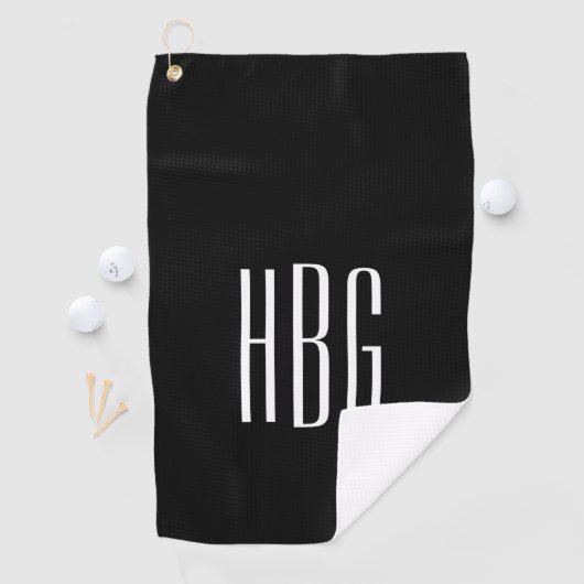 Monogram minimalistisch zwart wit Initiaal Golfhanddoek (Insitu)