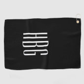 Monogram minimalistisch zwart wit Initiaal Golfhanddoek (Horizontaal)