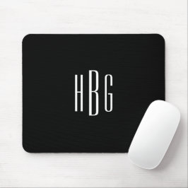 Monogram minimalistisch zwart wit Initiaal Muismat