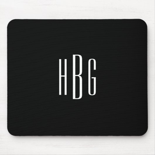 Monogram minimalistisch zwart wit Initiaal Muismat (Voorkant)