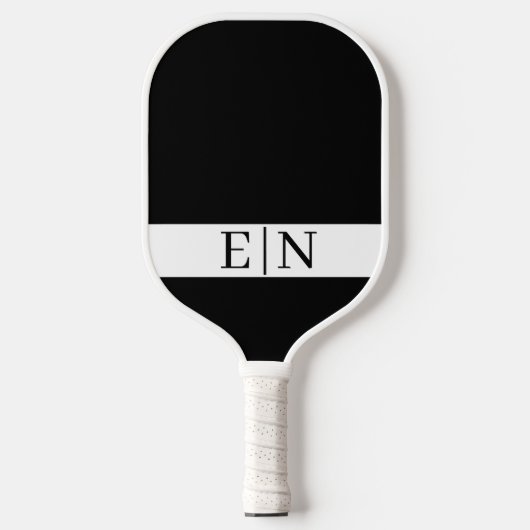 Monogram Minimalistisch Zwart Wit Pickleball Paddle (Voorkant)