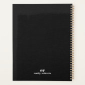 Monogram Minimalistisch zwarte linnen Planner (Achterkant)