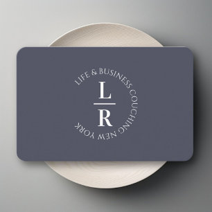 Monogram, minimalistische blauw-grijze zaken visitekaartje