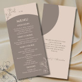 Monogram Minimalistische Bloemen Taupe Japandi bru Menu