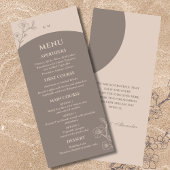 Monogram Minimalistische Bloemen Taupe Japandi bru Menu