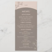 Monogram Minimalistische Bloemen Taupe Japandi bru Menu (Voorkant)