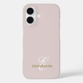 Monogram minimalistische blush roze goud wit chic Case-Mate iPhone case (Achterkant)