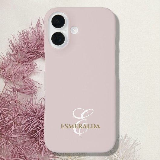 Monogram minimalistische blush roze goud wit chic Case-Mate iPhone case
