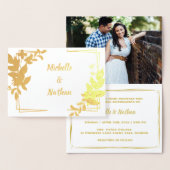 Monogram minimalistische botanische bruiloft uitno folie kaarten (Display)