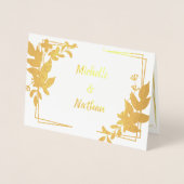 Monogram minimalistische botanische bruiloft uitno folie kaarten (Voorkant)