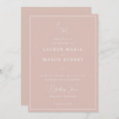 Monogram minimalistische bruiloft uitnodiging (Voorkant / Achterkant)
