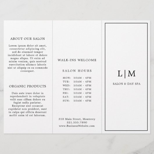 Monogram Minimalistische Business Trifold Brochure (Voorkant)