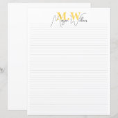 Monogram Minimalistische Chic Naam Briefpapier (Voorkant / Achterkant)