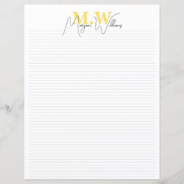 Monogram Minimalistische Chic Naam Briefpapier