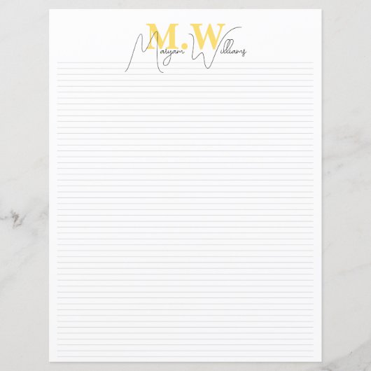 Monogram Minimalistische Chic Naam Briefpapier (Voorkant)