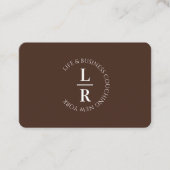 Monogram, minimalistische donkerbruine business visitekaartje (Voorkant)