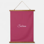 Monogram minimalistische kersroze roze hangend wandkleed (Voorkant)