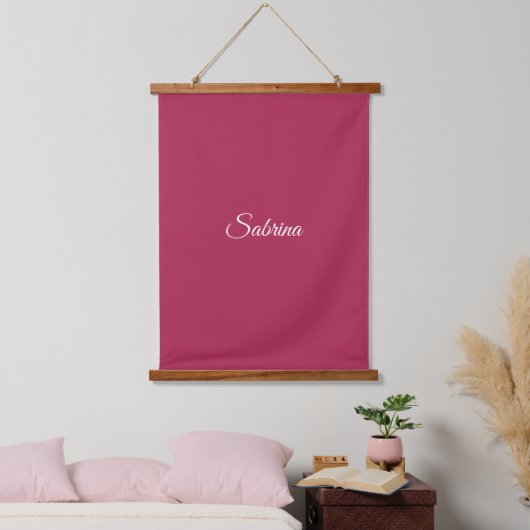Monogram minimalistische kersroze roze hangend wandkleed (Slaapkamer)