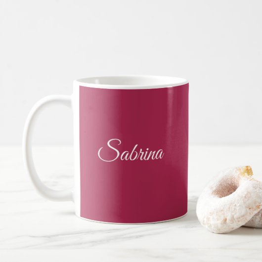 Monogram minimalistische kersroze roze koffiemok (Met donut)