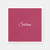 Monogram minimalistische kersroze roze servet (Voorkant)