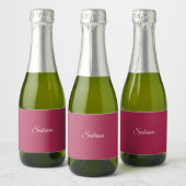 Monogram minimalistische kersroze roze sparkling wijnetiket (Flessen)