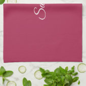 Monogram minimalistische kersroze roze theedoek (Gevouwen)
