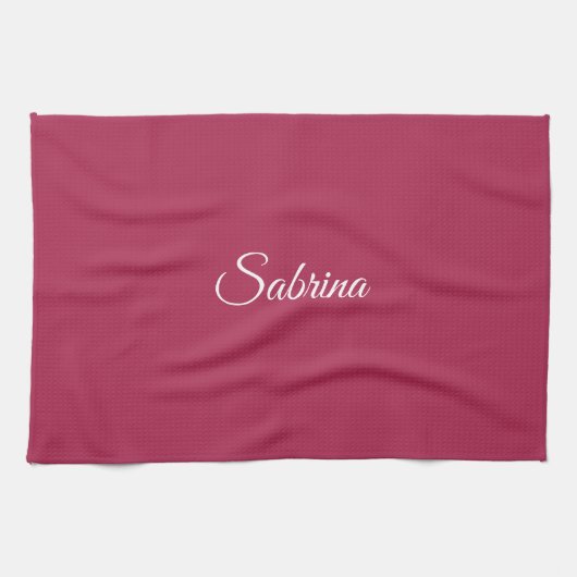 Monogram minimalistische kersroze roze theedoek (Horizontaal)