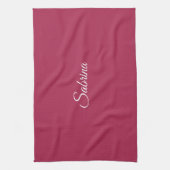 Monogram minimalistische kersroze roze theedoek (Verticaal)