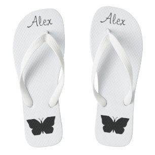 Monogram minimalistische l Zwart-witte vlinders Teenslippers