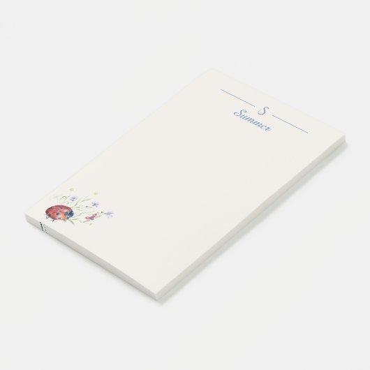 Monogram minimalistische lieveheersbeestje botanis post-it® notes (Schuin)