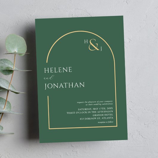 Monogram minimalistische moderne elegante bruiloft kaart