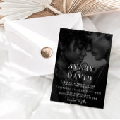 Monogram Minimalistische Moderne Huwelijk Zwart Fo Kaart