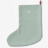 Monogram Minimalistische Moderne Pastel Groene Naa Grote Kerstsok (Achterkant)