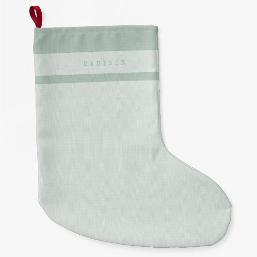 Monogram Minimalistische Moderne Pastel Groene Naa Grote Kerstsok (Voorkant)